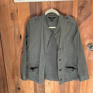 Style & Co. Khaki Utility Jacket with Studded Shoulders